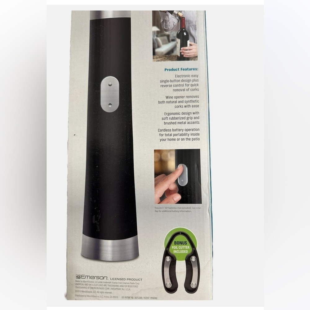 Emerson Black Automatic Wine Opener - Picture 2 of 5